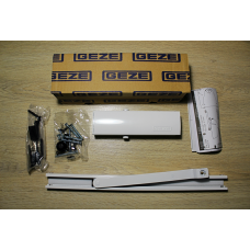 Дверний доводчик GEZE TS 1500 G з ковзною шиною, білий