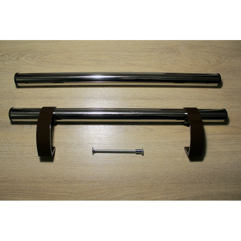 Ручка офісна дверна Труба нержавіюча + коричневий кронштейн, 500мм, комплект Ручка офісна дверна Труба нержавіюча + коричневий кронштейн, 500мм, комплект