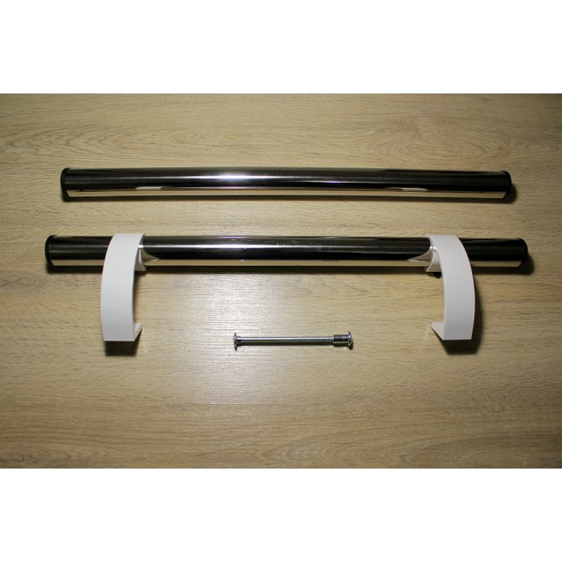 Ручка офісна дверна “Труба“ нержавійка + білий кронштейн, 500мм, комплект Ручка офісна дверна “Труба“ нержавійка + білий кронштейн, 500мм, комплект