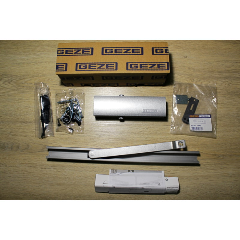 Дверний доводчик GEZE TS 1500 G з ковзною шиною з фіксацією, срібний