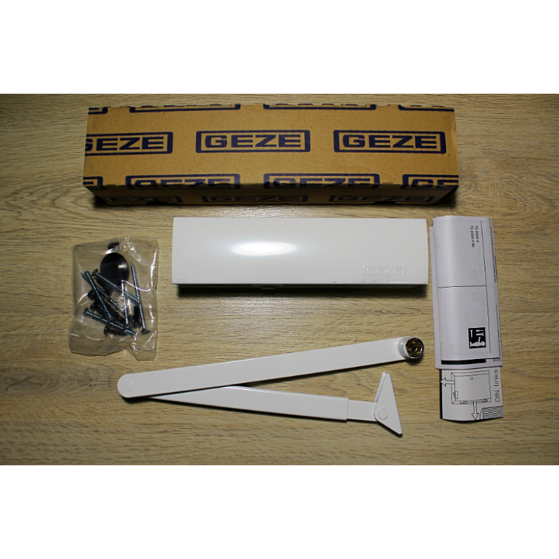 Доводчик дверний GEZE TS 2000  NV BC з тягою, білий (сила 2/3/4)