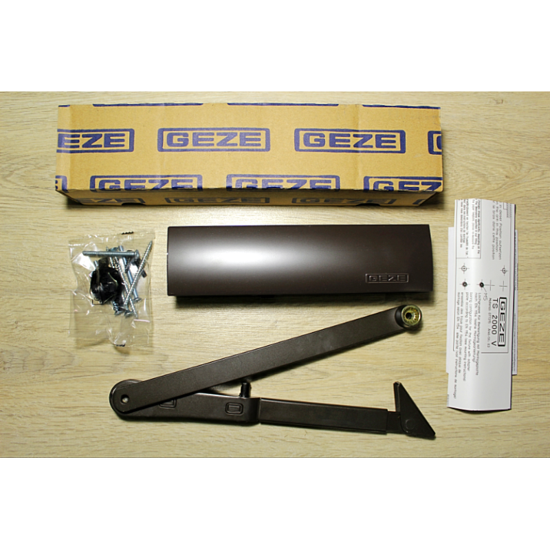 Дверний доводчик GEZE TS 2000 V ВС + тяга з фіксацією, коричневий