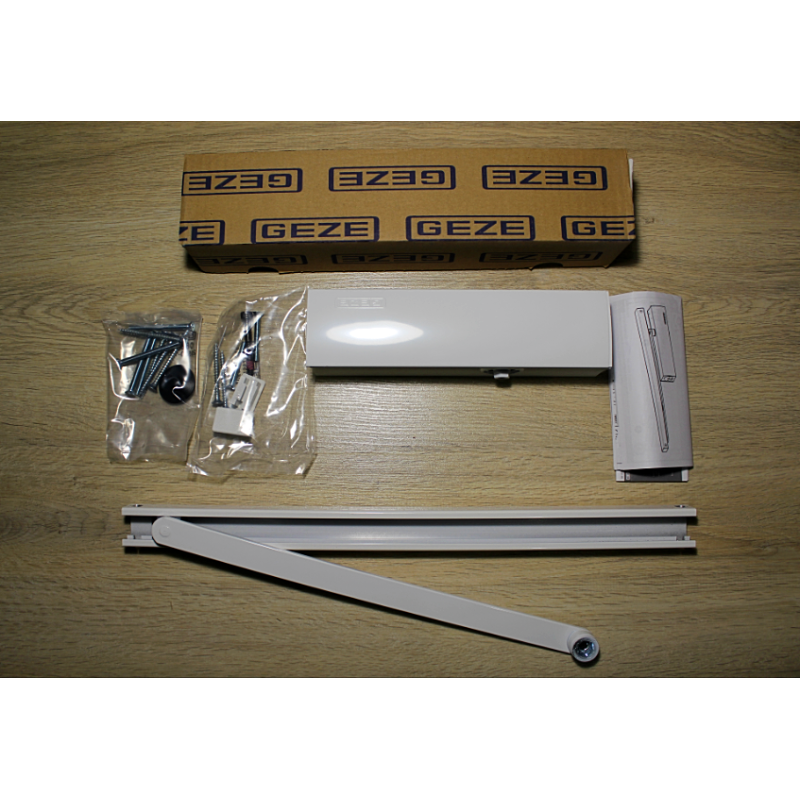 Дверний доводчик GEZE TS 3000 V з ковзною шиною, білий