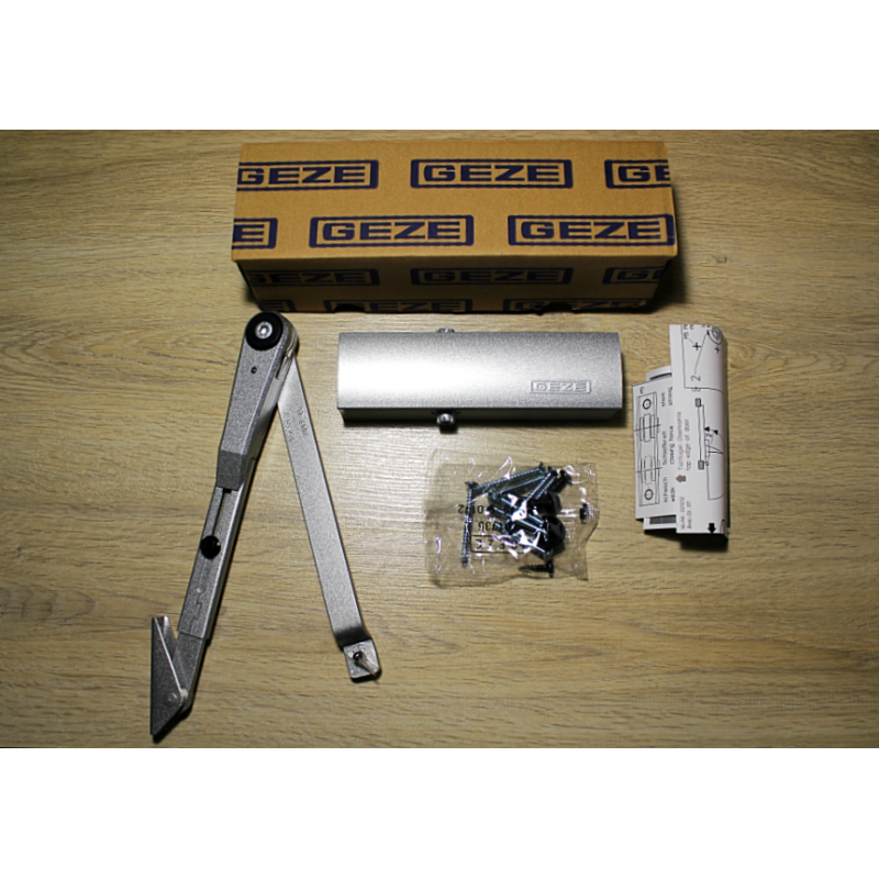 Дверний доводчик GEZE TS 1500 G + тяга з фіксацією, колір срібло