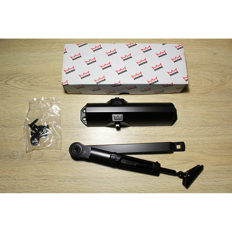 Дотягувач дверний Dorma TS68 з тягою з фіксацією у відкритому положенні, коричневий